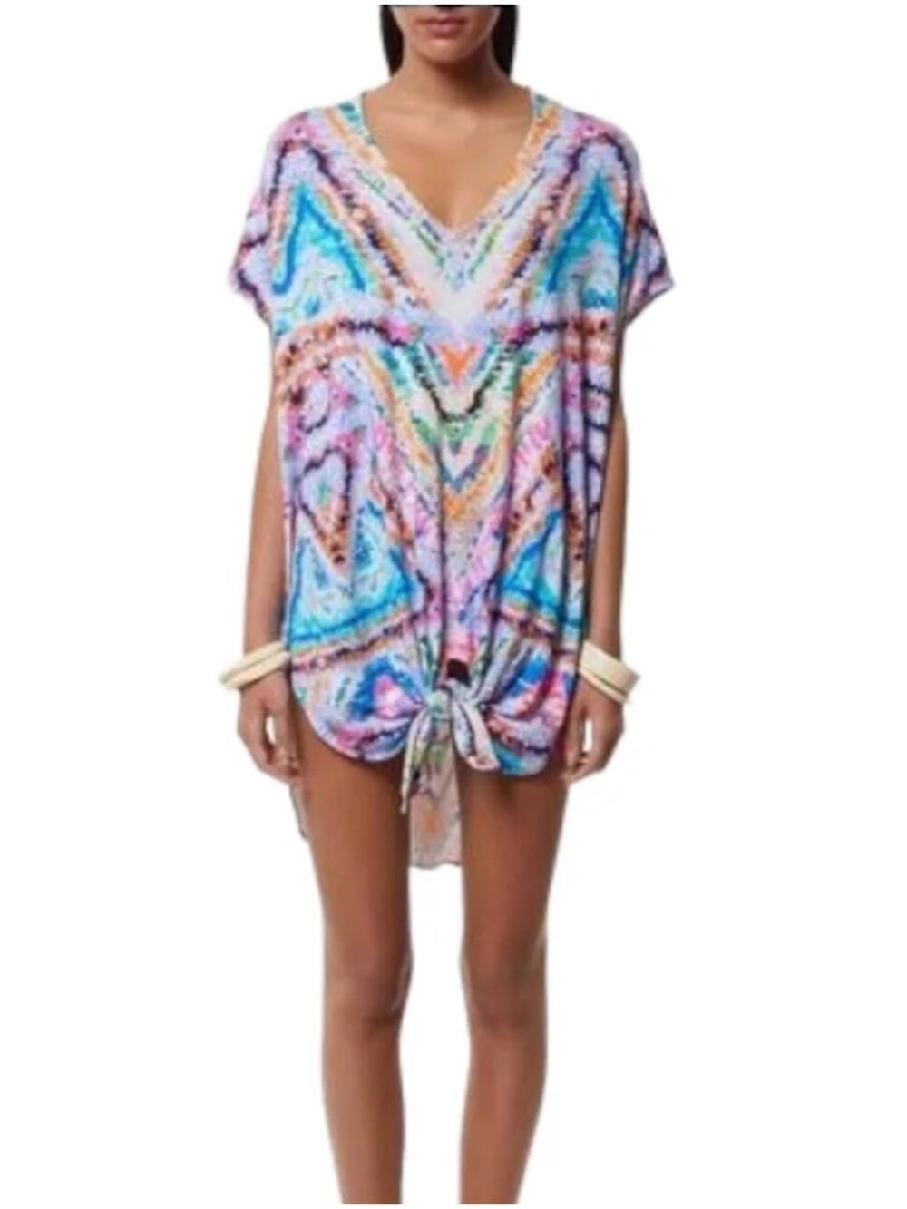 Mara Hoffman Swim Rainbow Caftan Cover-up size XS / S knotted dress high low